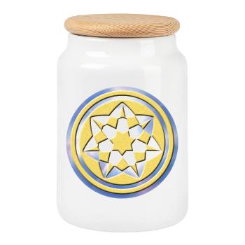 Geometric Crop Circle Pattern - Cookie Jar with Wooden Lid - white - Front