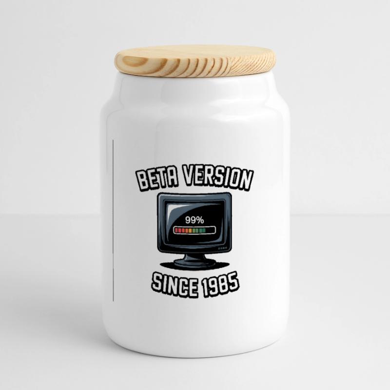 Rétro ordinateur Progrès Conception Boîte à biscuits avec couvercle en bois