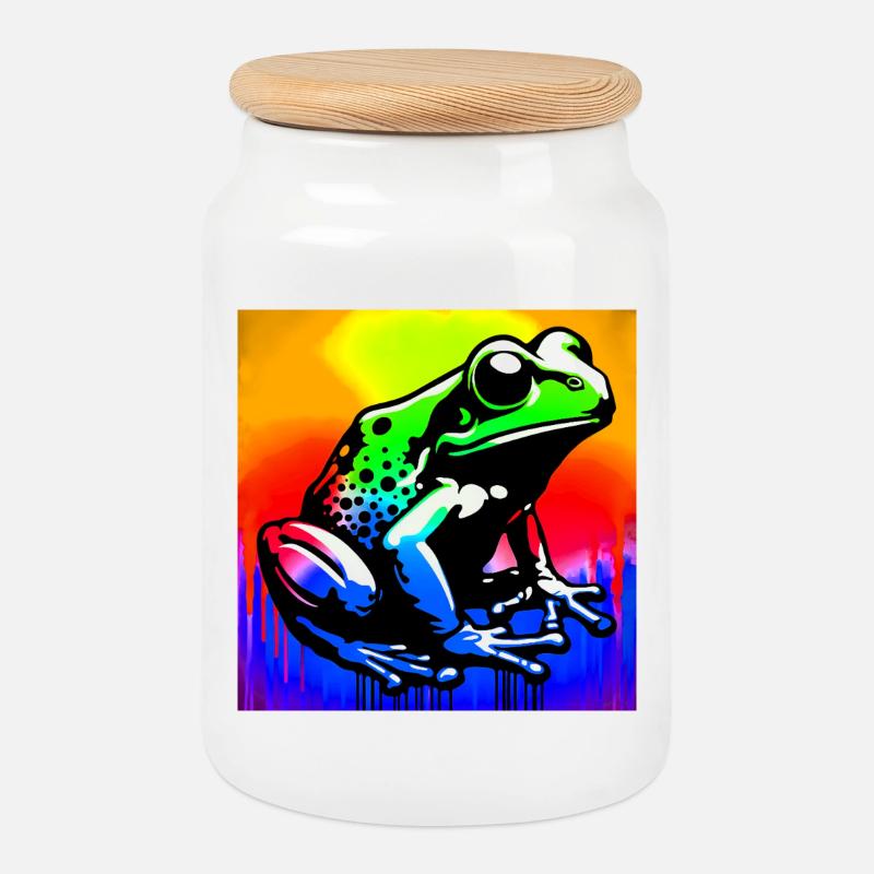 Frosch - Keksdose mit Holzdeckel - Weiß