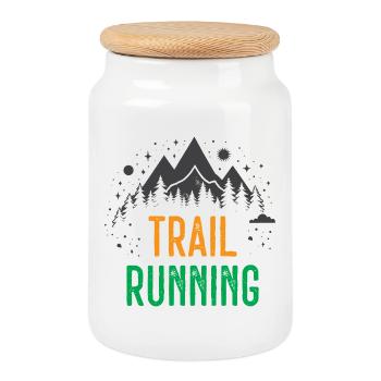 Trailrunning - Keksdose mit Holzdeckel - Weiß - Vorne