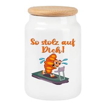 STOLZ AUF DICH LAUFEN CARDIO LAUFBAND - Keksdose mit Holzdeckel - Weiß - Vorne