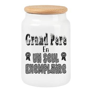 Grandfather in a Single Copy - Cookie Jar with Wooden Lid - white - Front