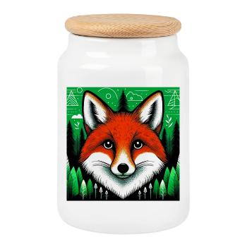 Renard - Boîte à biscuits avec couvercle en bois - blanc - Devant