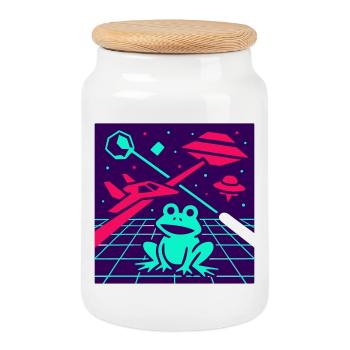 Space Frog - Keksdose mit Holzdeckel - Weiß - Vorne