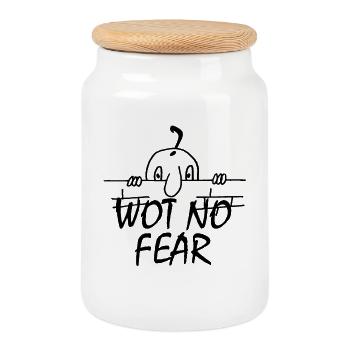 WOT NO FEAR (SCHWARZ) - Keksdose mit Holzdeckel - Weiß - Vorne