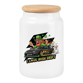 T-shirt de célébration de l’Irish Drift - Boîte à biscuits avec couvercle en bois - blanc - Devant