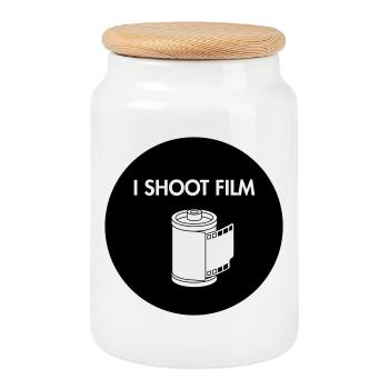 Je tourne du cinéma - Boîte à biscuits avec couvercle en bois - blanc - Devant