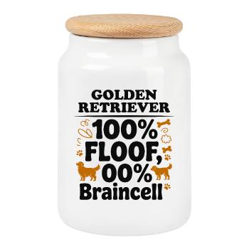Golden Retriever 100% Floof Lustiger Hund Zitat - Keksdose mit Holzdeckel - Weiß - Vorne