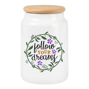 Cadre floral personnalisé à motif nature - Boîte à biscuits avec couvercle en bois - blanc - Devant
