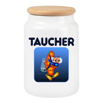 TAUCHEN TAUCHER FRANZBRÖTCHEN - Keksdose mit Holzdeckel - Weiß - Vorne