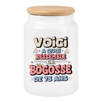 Humour Joyeux Anniversaire 75 Ans - Boîte à biscuits avec couvercle en bois - blanc - Devant