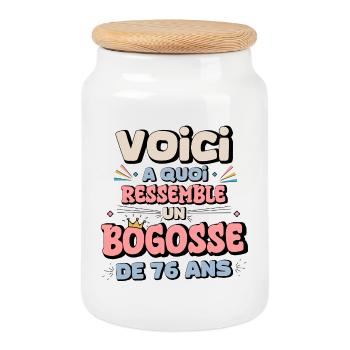 Humor-Design zum 76. Geburtstag - Keksdose mit Holzdeckel - Weiß - Vorne