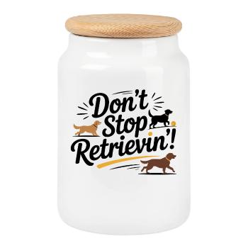 Retriever Dog Lover Pun  - Cookie Jar with Wooden Lid - white - Front