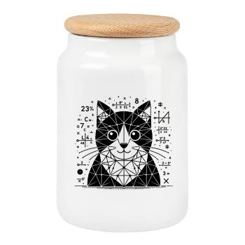 Katze der Mathematiker und Astronomen - Keksdose mit Holzdeckel - Weiß - Vorne