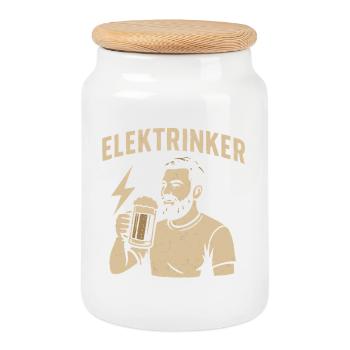 Electrician – Funny saying gift for electricians - Cookie Jar with Wooden Lid - white - Front