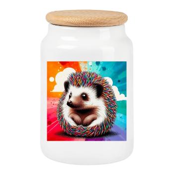 Igel - Keksdose mit Holzdeckel - Weiß - Vorne
