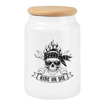 Ride or Die - Cookie Jar with Wooden Lid - white - Front