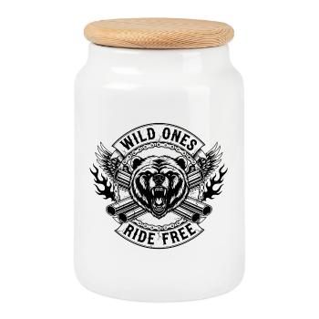 Wild Ones - Ride Free - Cookie Jar with Wooden Lid - white - Front