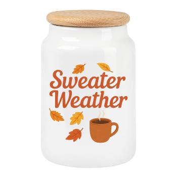 Météo du pull - Boîte à biscuits avec couvercle en bois - blanc - Devant