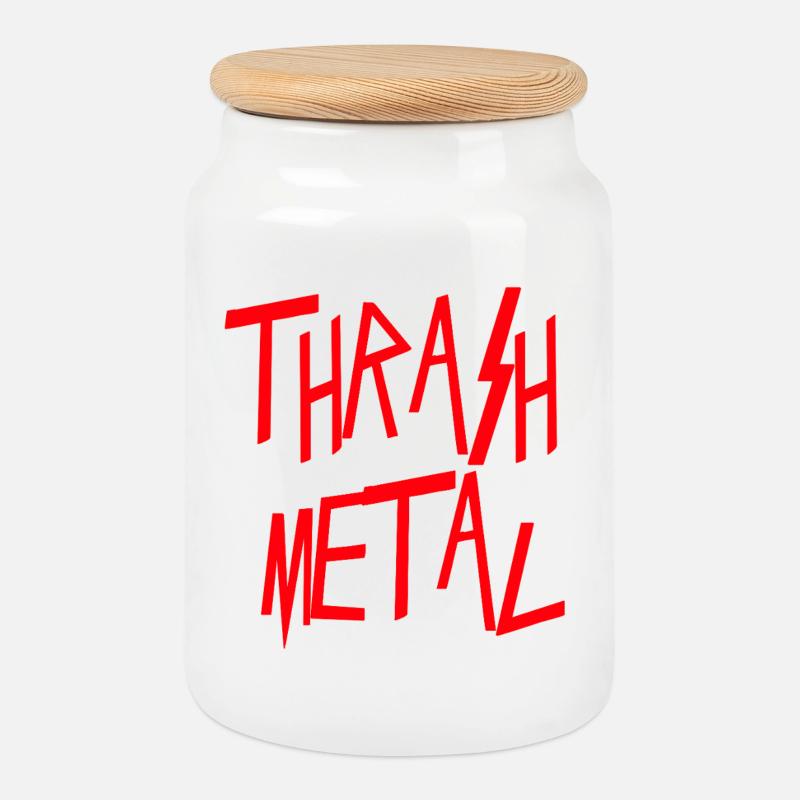 Thrash Metal - Boîte à biscuits avec couvercle en bois - blanc