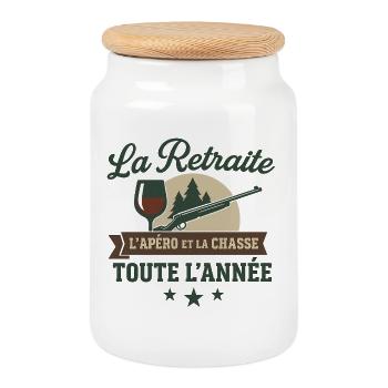 Retreat, aperitif and hunting all year round - Cookie Jar with Wooden Lid - white - Front