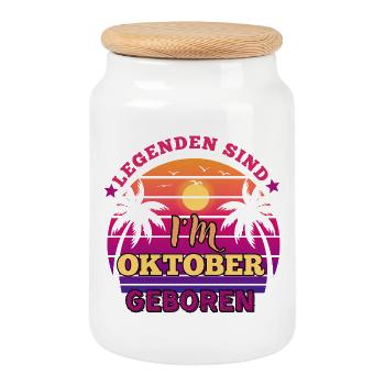 Legenden sind im Oktober geboren- Geburtstag party - Keksdose mit Holzdeckel - Weiß - Vorne