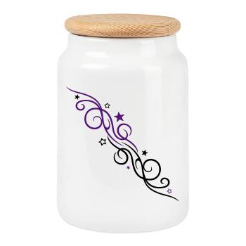 Sterne Ornament Tribal Design - Keksdose mit Holzdeckel - Weiß - Vorne