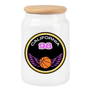 Space Basketball Team California 98 - Cookie Jar with Wooden Lid - white - Front