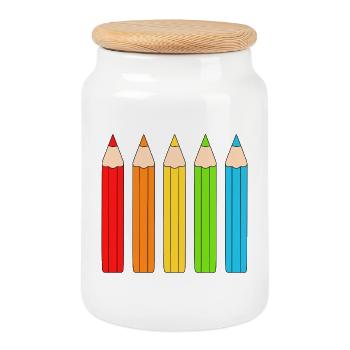 Conception vibrante d’un réseau de crayons de couleur - Boîte à biscuits avec couvercle en bois - blanc - Devant