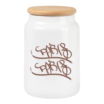 Parisian street art souvenir for home - Cookie Jar with Wooden Lid - white - Front