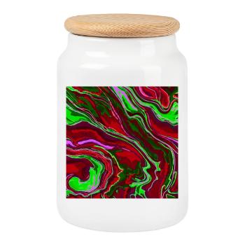 Vibrant Marble Design Art - Cookie Jar with Wooden Lid - white - Front