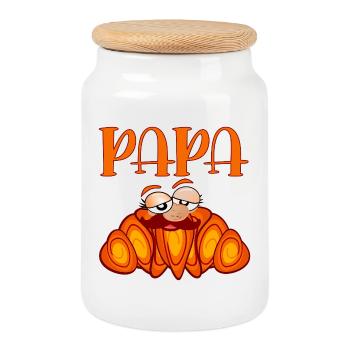 PAPA MOUSTACHE CROISSANTS - Boîte à biscuits avec couvercle en bois - blanc - Devant