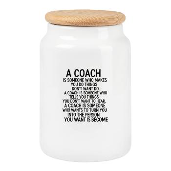 Inspirierendes Thema des Coaches für die persönliche Entwicklung - Keksdose mit Holzdeckel - Weiß - Vorne
