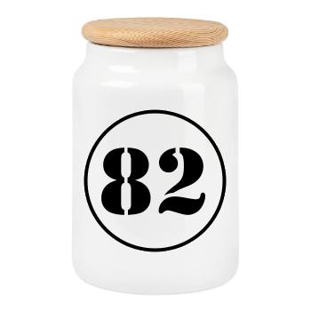 Concept de nombre avec contraste - Boîte à biscuits avec couvercle en bois - blanc - Devant