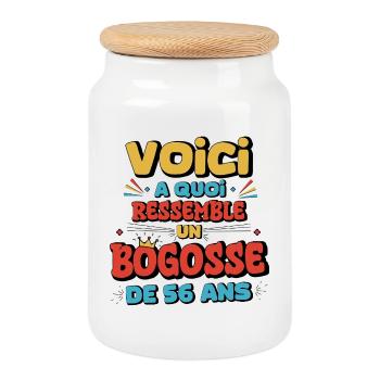 56th Birthday Humor and Wisdom - Cookie Jar with Wooden Lid - white - Front