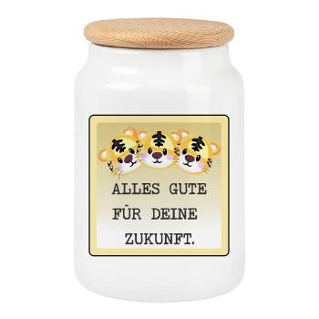 ABSCHIED TEAM TIGER - Keksdose mit Holzdeckel - Weiß - Vorne