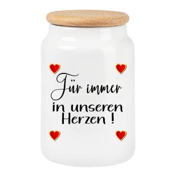 ABSCHIED TEAM HERZ - Keksdose mit Holzdeckel - Weiß - Vorne