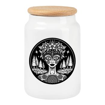 Mystischer Waldgeist Illustration - Keksdose mit Holzdeckel - Weiß - Vorne