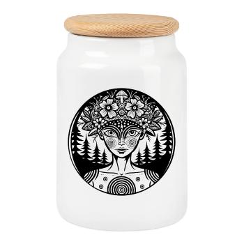 Mystical Forest Spirit Illustration - Boîte à biscuits avec couvercle en bois - blanc - Devant