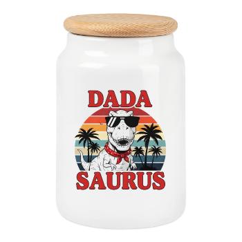 Tyrannosaurus Rex DADA SAURUS Cool - Keksdose mit Holzdeckel - Weiß - Vorne