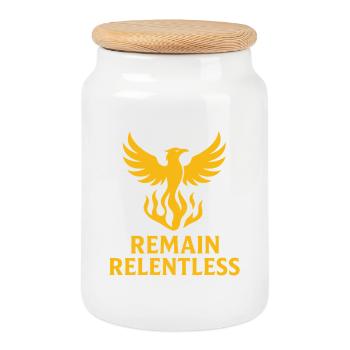 Bleib unerbittlich – Disziplin T-Shirt - Keksdose mit Holzdeckel - Weiß - Vorne