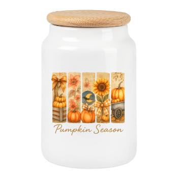 Célébrations de la récolte des citrouilles d’automne - Boîte à biscuits avec couvercle en bois - blanc - Devant