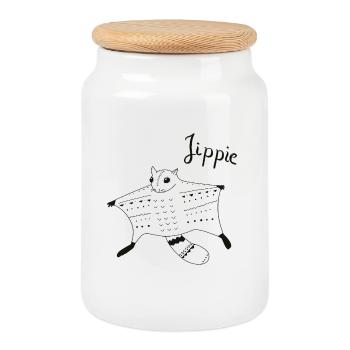 Flying squirrels approaching - Cookie Jar with Wooden Lid - white - Front