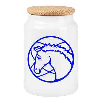 Horse Cute Pony Foal Horse Girl Cute Comic - Cookie Jar with Wooden Lid - white - Front