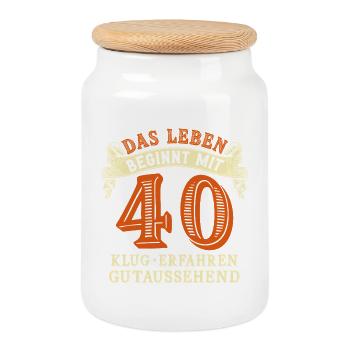 La vie commence à 40 ans pour votre 40e anniversaire - Boîte à biscuits avec couvercle en bois - blanc - Devant