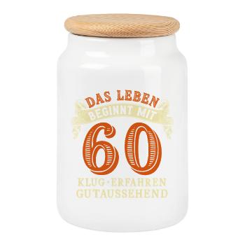La vie commence à 60 ans pour votre 60e anniversaire - Boîte à biscuits avec couvercle en bois - blanc - Devant