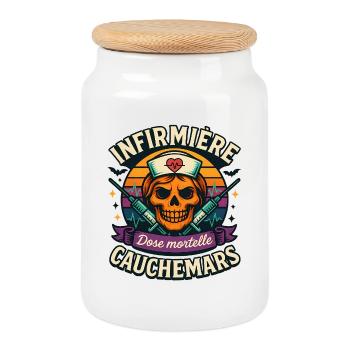 Nurse Halloween Deadly Dose Nightmares - Cookie Jar with Wooden Lid - white - Front