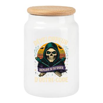 Web Developer - Halloween Skull - Cookie Jar with Wooden Lid - white - Front