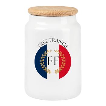 Emblème Free France Classique - Boîte à biscuits avec couvercle en bois - blanc - Devant
