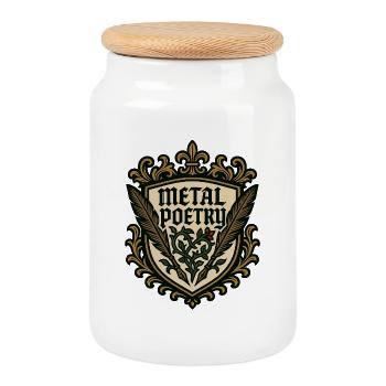 Metal Poetry – Gothic Coat of Arms - Cookie Jar with Wooden Lid - white - Front